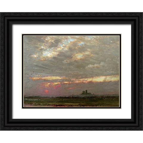 Lincoln Cathedral at Sunset Black Ornate Wood Framed Art Print with Double Matting by Goodwin, Albert