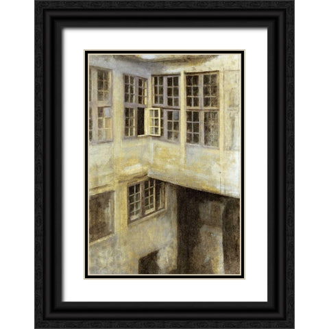 The Courtyard at 30 Strandgade Black Ornate Wood Framed Art Print with Double Matting by Hammershoi, Vilhelm