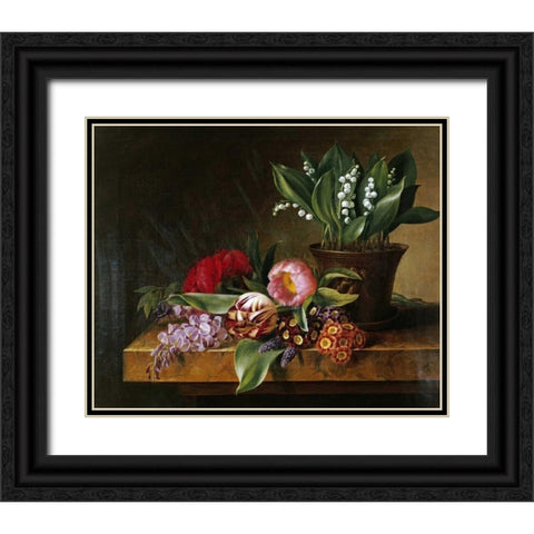 Lily of The Valley Black Ornate Wood Framed Art Print with Double Matting by Hellesen, Hanne