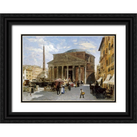 The Pantheon, Rome Black Ornate Wood Framed Art Print with Double Matting by Herwegen-Manini, Veronika Mario