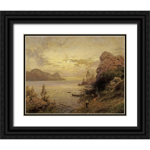 Camp Site Black Ornate Wood Framed Art Print with Double Matting by Herzog, Herman