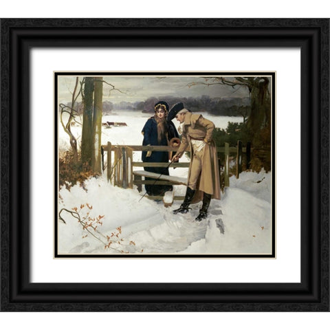 The Lovers Vows Black Ornate Wood Framed Art Print with Double Matting by Holyoake, William
