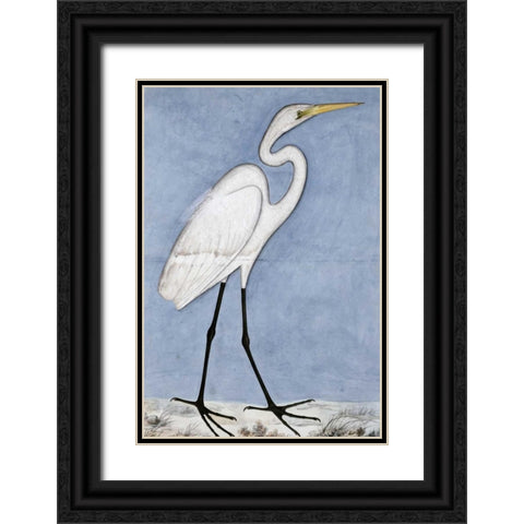Great Egret Black Ornate Wood Framed Art Print with Double Matting by Lucknow School