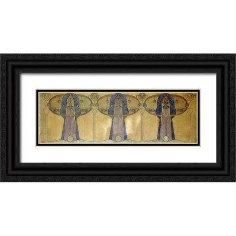 Design For a Decorative Frieze Black Ornate Wood Framed Art Print with Double Matting by MacNair, Frances MacDonald
