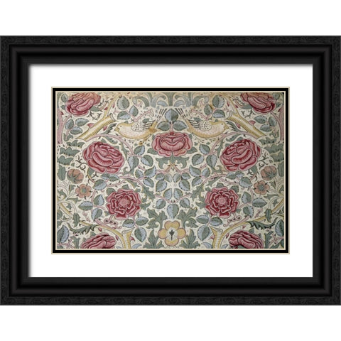 The Rose Pattern Black Ornate Wood Framed Art Print with Double Matting by Morris, William