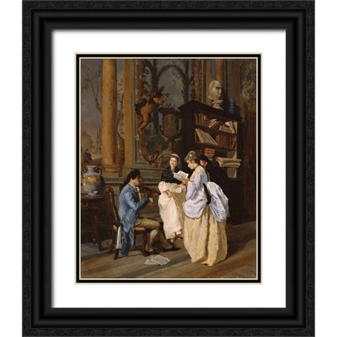 A Musical Interlude Black Ornate Wood Framed Art Print with Double Matting by Navone, Edouardo