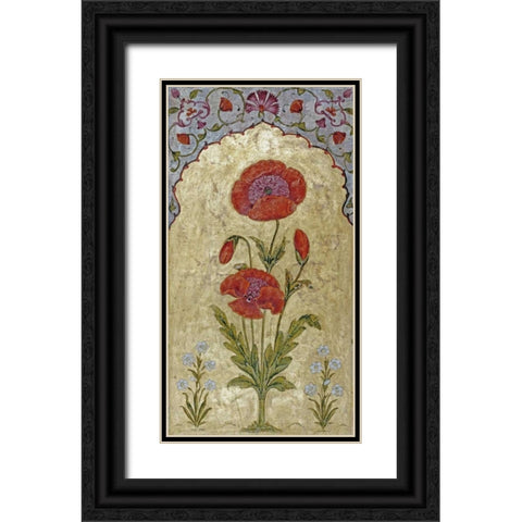 Poppy Blossoms Black Ornate Wood Framed Art Print with Double Matting by Oudh