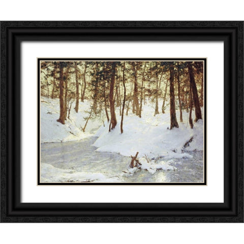 Ice In The Glen Black Ornate Wood Framed Art Print with Double Matting by Palmer, Walter Launt