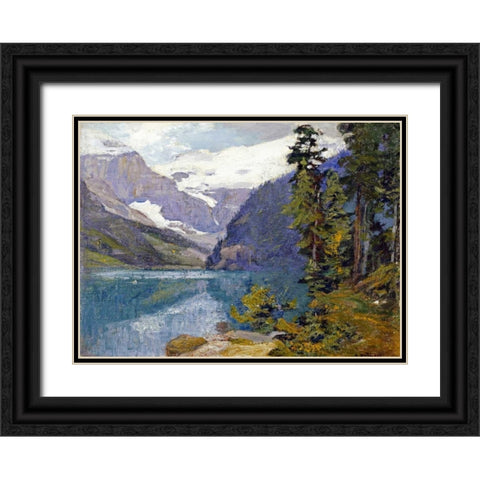 Lake Louise, British Columbia Black Ornate Wood Framed Art Print with Double Matting by Potthast, Edward Henry