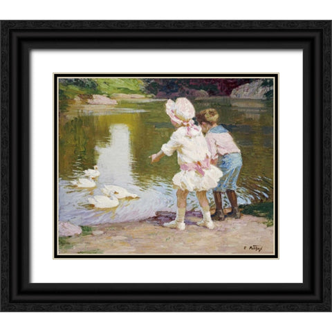 In The Park Black Ornate Wood Framed Art Print with Double Matting by Potthast, Edward Henry