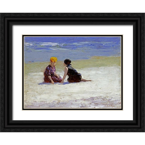 Confidences Black Ornate Wood Framed Art Print with Double Matting by Potthast, Edward Henry