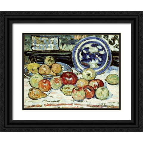 Still Life With Apples Black Ornate Wood Framed Art Print with Double Matting by Prendergast, Maurice Brazil