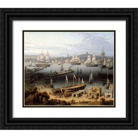 Boston Harbor Black Ornate Wood Framed Art Print with Double Matting by Salmon, Robert