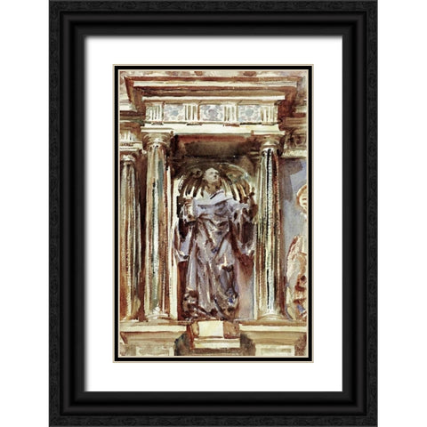 In a Church at Granada Black Ornate Wood Framed Art Print with Double Matting by Sargent, John Singer