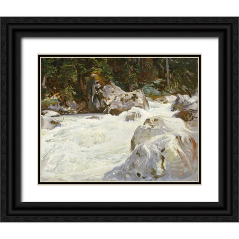 A Torrent in Norway Black Ornate Wood Framed Art Print with Double Matting by Sargent, John Singer