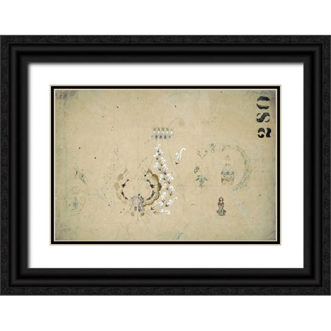 Original Design Sketch - Coffee Service Black Ornate Wood Framed Art Print with Double Matting by Tiffany Studios