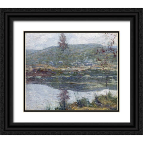 Autumn Mists Black Ornate Wood Framed Art Print with Double Matting by Twachtman, John Henry