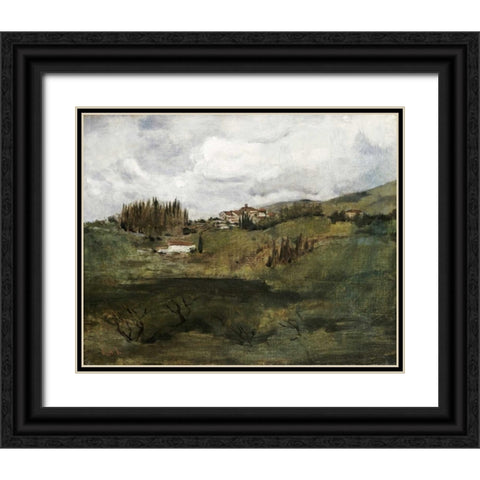 Tuscan Landscape Black Ornate Wood Framed Art Print with Double Matting by Twachtman, John Henry