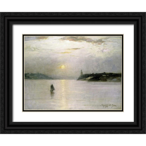 Sailing on The Hudson Black Ornate Wood Framed Art Print with Double Matting by Tyler, Bayard Henry