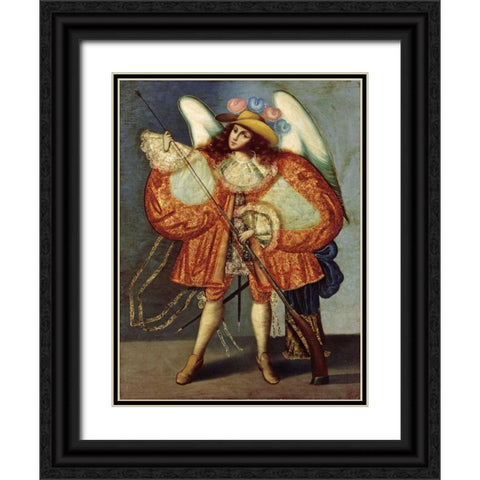 Arcangel Con Arcabuz Black Ornate Wood Framed Art Print with Double Matting by Unknown