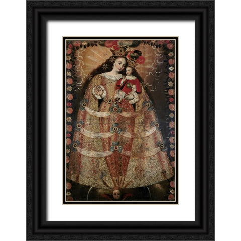 The Virgin of Pomata With a Rosary Black Ornate Wood Framed Art Print with Double Matting by Unknown