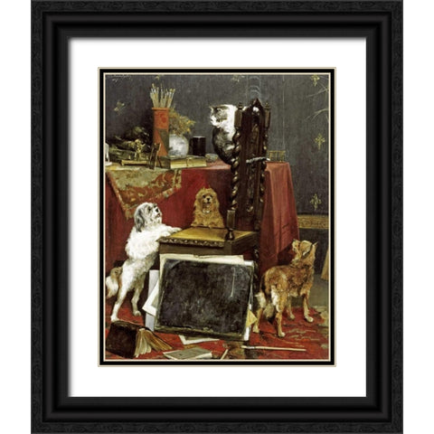 Chaos In The Studio Black Ornate Wood Framed Art Print with Double Matting by Van Den Eycken, Charles