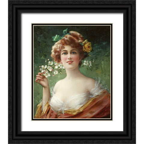 Blossoming Beauty Black Ornate Wood Framed Art Print with Double Matting by Vernon, Emile