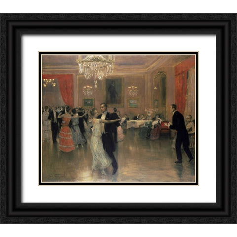 At The Ball Black Ornate Wood Framed Art Print with Double Matting by Vezin, Frederick