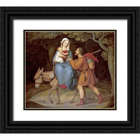 The Flight Into Egypt Black Ornate Wood Framed Art Print with Double Matting by Von Hess, Heinrich Maria