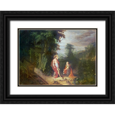 Noli Me Tangere Black Ornate Wood Framed Art Print with Double Matting by Abraham, Govaerts