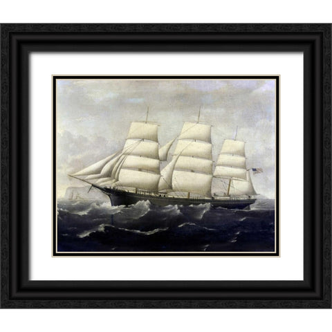 American Clippership Black Ornate Wood Framed Art Print with Double Matting by Alaster, J.S.