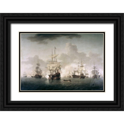 Admiral Lord Howe Joining His Flagship Black Ornate Wood Framed Art Print with Double Matting by Anderson, William