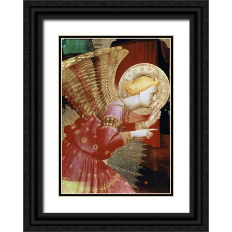 Angel of The Annunciation - Detail Black Ornate Wood Framed Art Print with Double Matting by Angelico, Fra