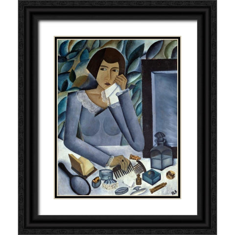Womans Portrait Black Ornate Wood Framed Art Print with Double Matting by Annenkov, Jurij Pavlovic