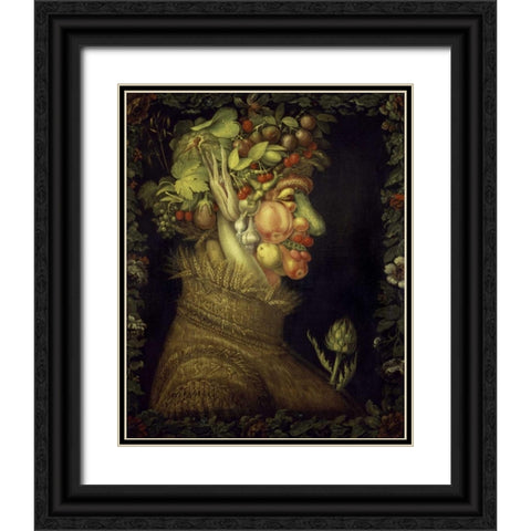 Summer Black Ornate Wood Framed Art Print with Double Matting by Arcimboldo, Giuseppe