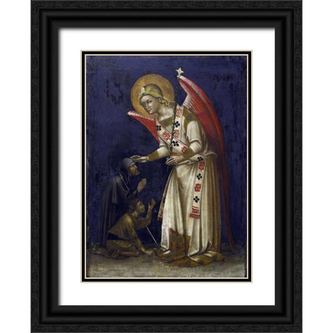 Archangel Gabriel Black Ornate Wood Framed Art Print with Double Matting by Di Arpo, Guariento