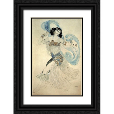 Dance of The Seven Veils - Salome Black Ornate Wood Framed Art Print with Double Matting by Bakst, Leon