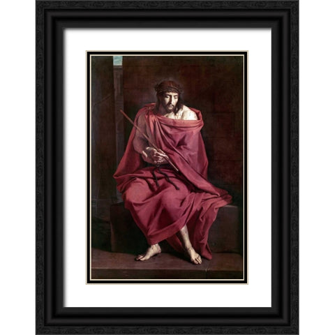 Ecce Homo Black Ornate Wood Framed Art Print with Double Matting by Bartolommeo, Fra