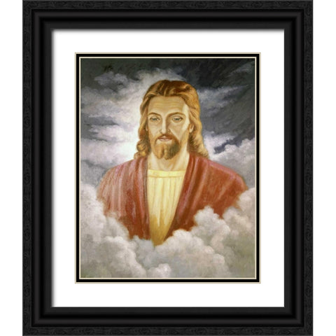 Portrait of Jesus Black Ornate Wood Framed Art Print with Double Matting by Bianchini, Vittorio