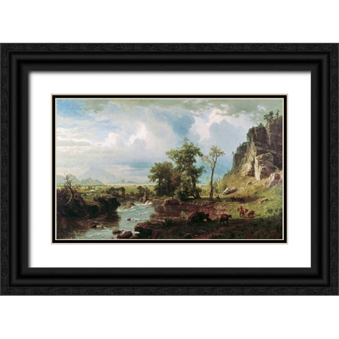 Platte River Black Ornate Wood Framed Art Print with Double Matting by Bierstadt, Albert