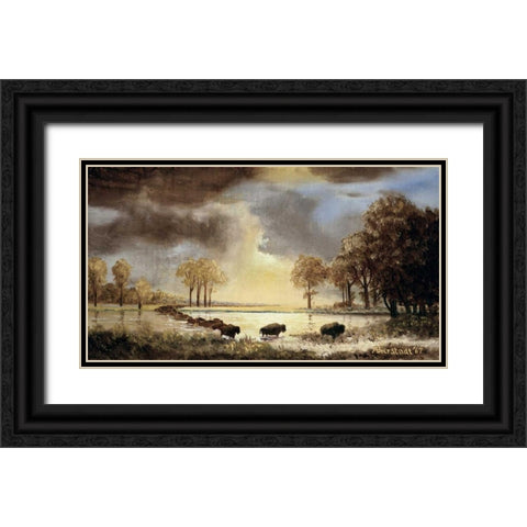 The Buffalo Trail, 1867 Black Ornate Wood Framed Art Print with Double Matting by Bierstadt, Albert