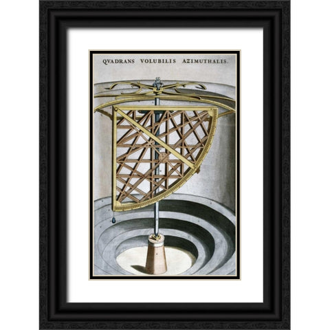 Quandrans Volubilis Azimuthalis Black Ornate Wood Framed Art Print with Double Matting by Blaeu, Joan