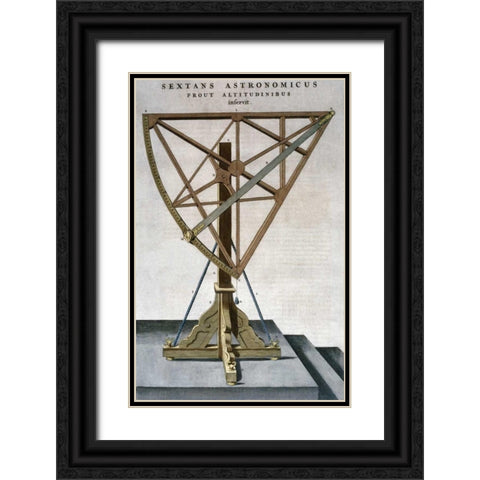 Sextant Black Ornate Wood Framed Art Print with Double Matting by Blaeu, Joan