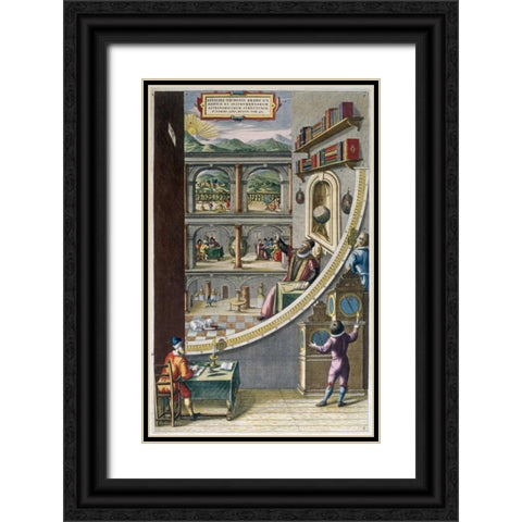 Tycho Brahe and Others With Astronomical Instruments Black Ornate Wood Framed Art Print with Double Matting by Blaeu, Joan