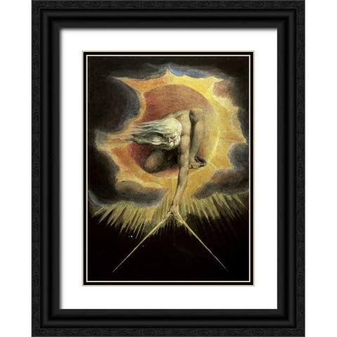 The Ancient of Days Black Ornate Wood Framed Art Print with Double Matting by Blake, William