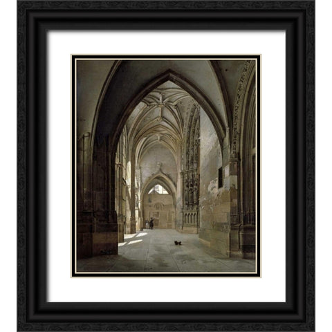 Portal of St. Germain LAuxerrois Black Ornate Wood Framed Art Print with Double Matting by Bouhot, Etienne