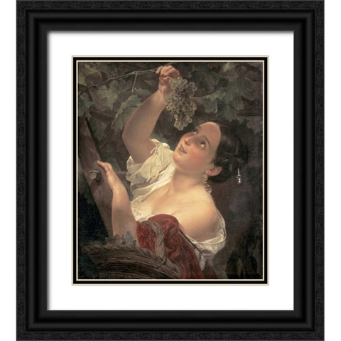 Noon in Italy Black Ornate Wood Framed Art Print with Double Matting by Briullov, Karl Pavlovic