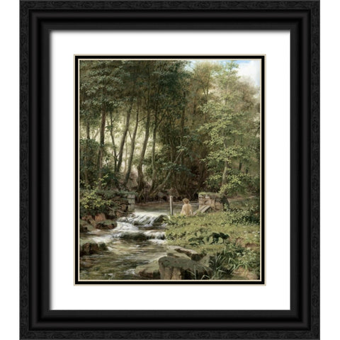 An Alpine Lake Landscape Black Ornate Wood Framed Art Print with Double Matting by Buhler, Franz Xaver