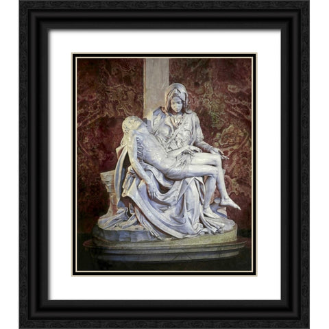 Pieta Black Ornate Wood Framed Art Print with Double Matting by Michelangelo