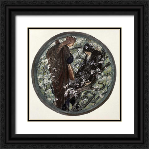 Witches Tree. Nimue Beguiling Merlin With Enchantment Black Ornate Wood Framed Art Print with Double Matting by Burne-Jones, Sir Edward